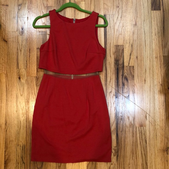 Bailey 44 NWT Red Linebacker Dress. Mesh waist - Picture 3 of 12